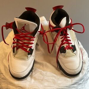 Nike Air Jordan 4 Retro White/Red (Fire Red Style) – Men’s 7.5